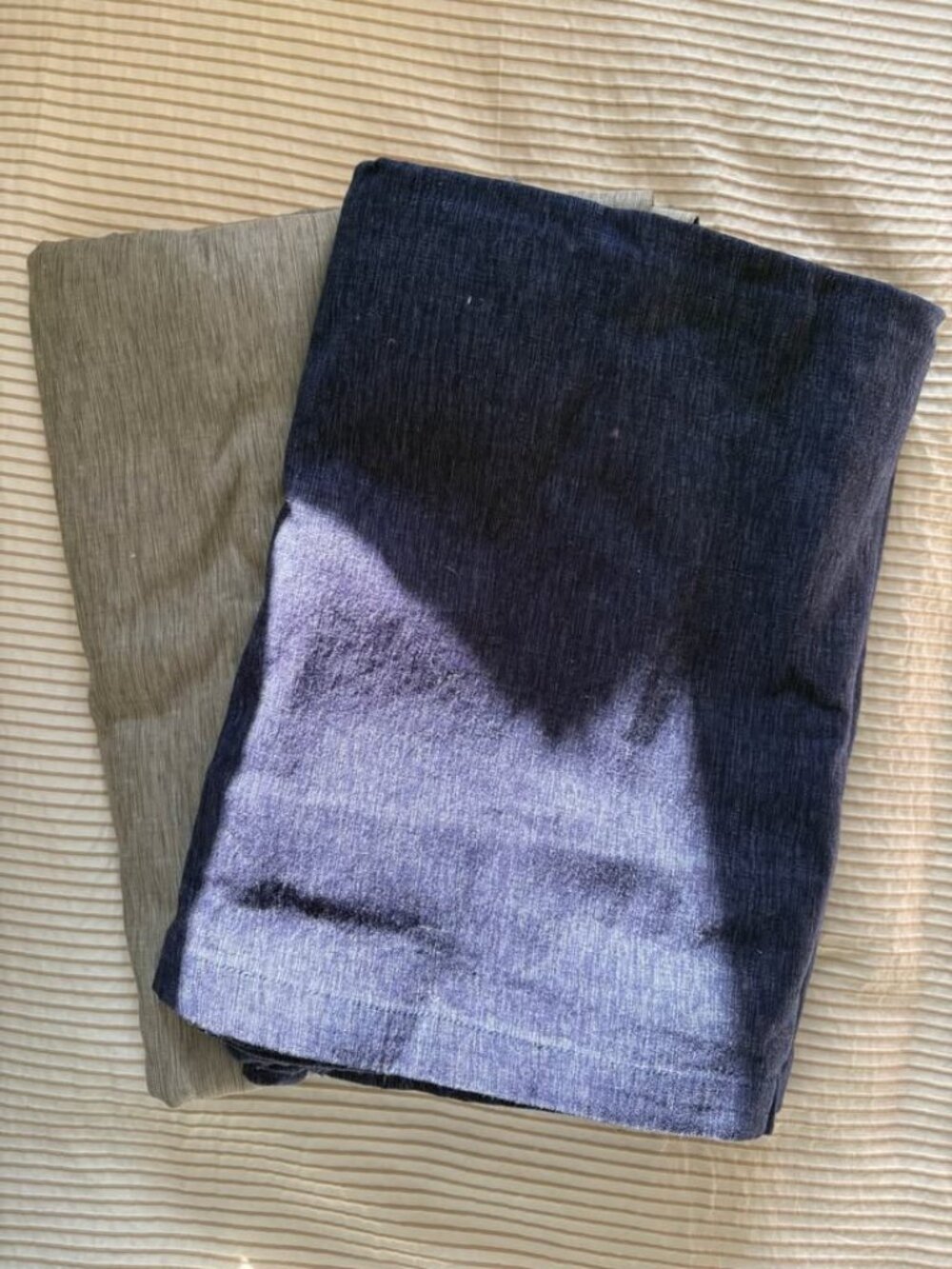 Crate & Barrel Linen Tablecloth | Navy Blue & Grey | Dining